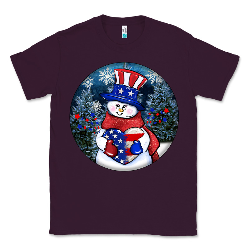 Patriotic Snowman Ornament 4th Of July Classic Tee by HowdyJamesFarm | Teevron