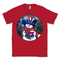 Red Patriotic snowman ornament 4th of july Classic Tee - HowdyJamesFarm