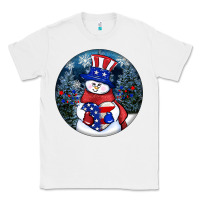 White Patriotic snowman ornament 4th of july Classic Tee - HowdyJamesFarm