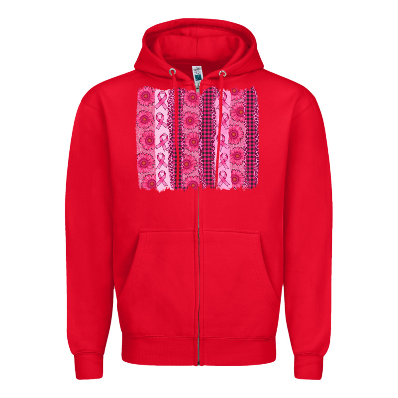 Breast Cancer Brushstroke Zipper Hoodie by AdoDesignShop | Teevron