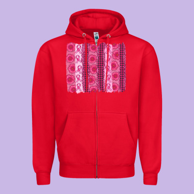Breast Cancer Brushstroke Zipper Hoodie Designed By Adodesignshop