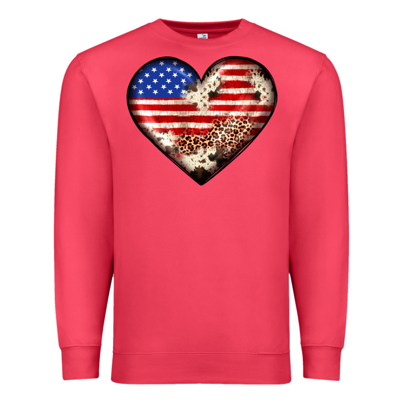 Western Usa Flag Heart Premium Sweatshirt by JahusDesignShop | Teevron