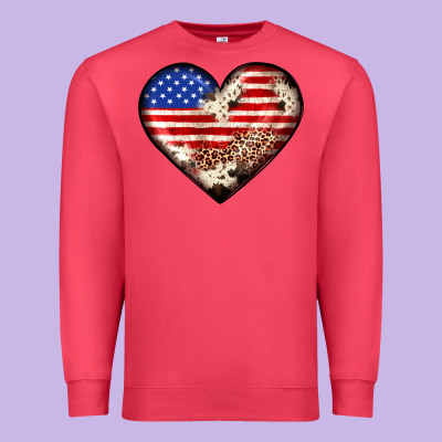 Western Usa Flag Heart Premium Sweatshirt Designed By Jahusdesignshop