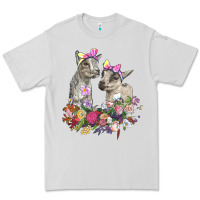 Dove Grey floral baby goats Premium Tee - RanaPortraitStore