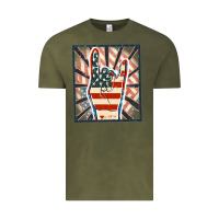 Vintage Olive Freedom rock hand Vintage Tee - FaDigitalArtStudio