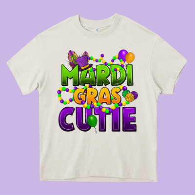 Mardi Gras Cutie Heavy Core Tee Designed By Cowgirlartshop