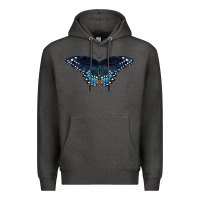 Charcoal Heather Black Swallowtail Butterfly Premium Hoodie - LillyAllenDesigns