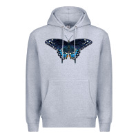 Heather Grey Black Swallowtail Butterfly Premium Hoodie - LillyAllenDesigns