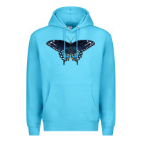 Ocean Blue Black Swallowtail Butterfly Premium Hoodie - LillyAllenDesigns
