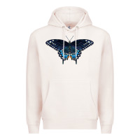 Pale Pink Black Swallowtail Butterfly Premium Hoodie - LillyAllenDesigns