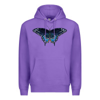 Purple Black Swallowtail Butterfly Premium Hoodie - LillyAllenDesigns
