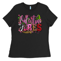 Black valentine vibes with cowgirl boots olivia Ladies Tee - OliviaCreatesArt
