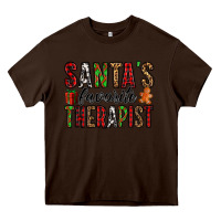 Chocolate Brown santa's favorite therapist Heavy Core Tee - Jasminsmagicworld