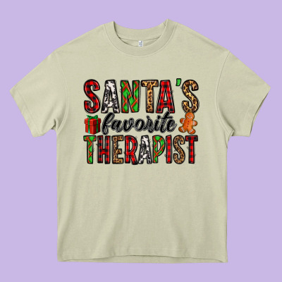 Santa's Favorite Therapist Heavy Core Tee Designed By Jasminsmagicworld