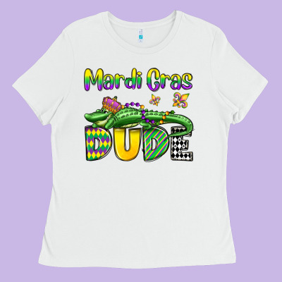 Mardi Gras Dude Alligator Olivia Ladies Tee Designed By Oliviacreatesart