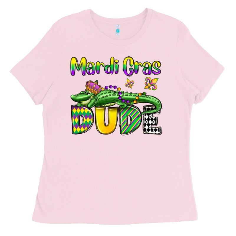Mardi Gras Dude Alligator Olivia Ladies Tee by OliviaCreatesArt | Teevron