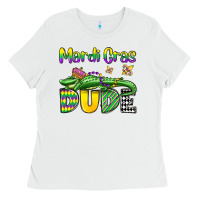 White mardi gras dude alligator olivia Ladies Tee - OliviaCreatesArt