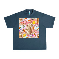 Midnight Navy Happy Easter Bunny Seamless Pattern Urban Heavy Tee - BundleAndBundleShop