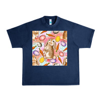 Navy Happy Easter Bunny Seamless Pattern Urban Heavy Tee - BundleAndBundleShop
