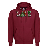 Burgundy love christmas tree Zipper Hoodie - AdoDesignShop
