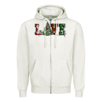 Oatmeal Heather love christmas tree Zipper Hoodie - AdoDesignShop