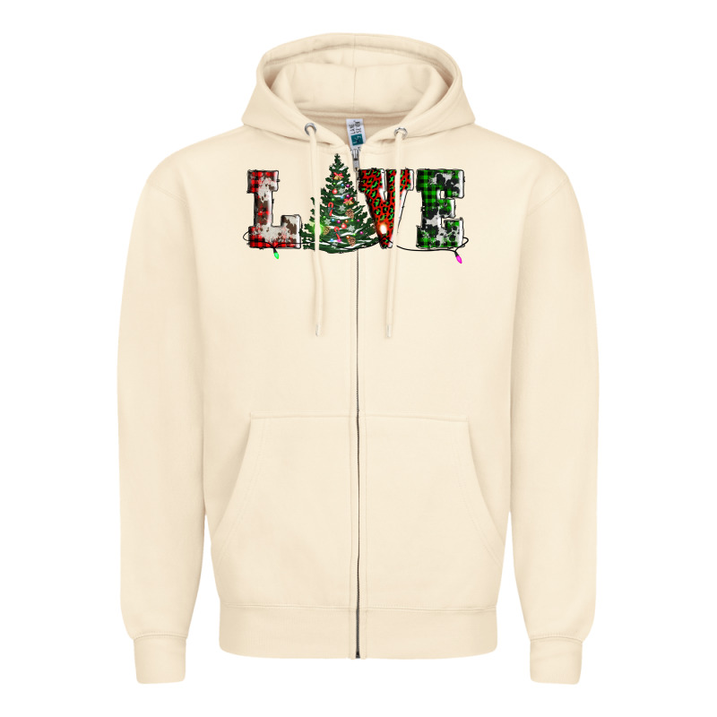 Love Christmas Tree Zipper Hoodie by AdoDesignShop | Teevron