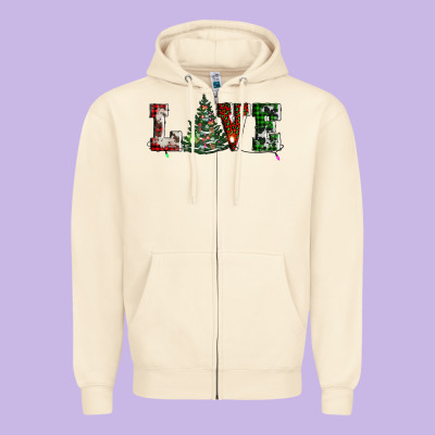 Love Christmas Tree Zipper Hoodie Designed By Adodesignshop