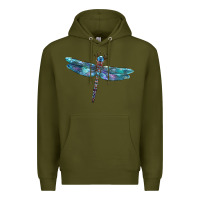 Army Green Blue Dragonfly Premium Hoodie - LillyAllenDesigns