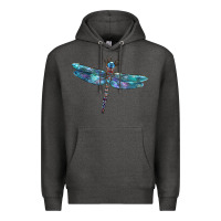 Charcoal Heather Blue Dragonfly Premium Hoodie - LillyAllenDesigns