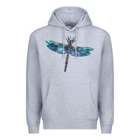 Heather Grey Blue Dragonfly Premium Hoodie - LillyAllenDesigns