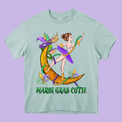 Mardi Gras Cutie Heavy Core Tee Designed By Cowgirlartshop