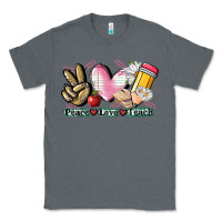 Charcoal Heather Peace love teach Classic Tee - CowGirlArtShop