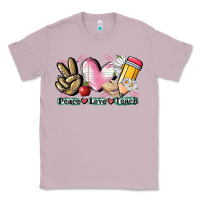 Lilac Peace love teach Classic Tee - CowGirlArtShop