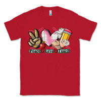 Red Peace love teach Classic Tee - CowGirlArtShop