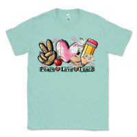 Seafoam Peace love teach Classic Tee - CowGirlArtShop