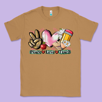 Peace Love Teach Classic Tee Designed By Cowgirlartshop