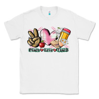 White Peace love teach Classic Tee - CowGirlArtShop
