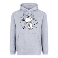 Heather Grey dancing dog Heavyweight Hoodie - DesigneFamous