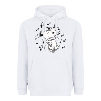 White dancing dog Heavyweight Hoodie - DesigneFamous