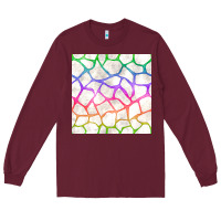 Burgundy Watercolor Rainbow Giraffe Seamless Pattern Long Sleeve Tee - BundleAndBundleShop