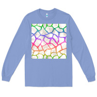 Colony Blue Watercolor Rainbow Giraffe Seamless Pattern Long Sleeve Tee - BundleAndBundleShop