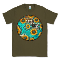 Army Green Round western pattern Classic Tee - Jasminsmagicworld