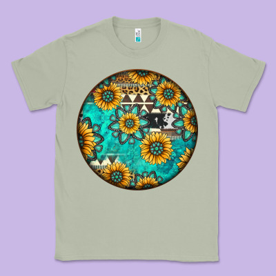 Round Western Pattern Classic Tee Designed By Jasminsmagicworld