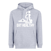 Heather Grey eat healthy Heavyweight Hoodie - DesigneFamous