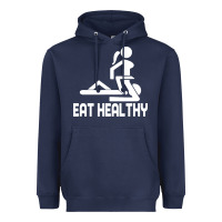 Navy eat healthy Heavyweight Hoodie - DesigneFamous