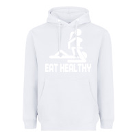 White eat healthy Heavyweight Hoodie - DesigneFamous