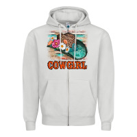 Dove Grey cowgirl hat flowers leopard and  leather Zipper Hoodie - AdoDesignShop