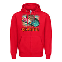 Red cowgirl hat flowers leopard and  leather Zipper Hoodie - AdoDesignShop