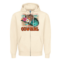Sandshell cowgirl hat flowers leopard and  leather Zipper Hoodie - AdoDesignShop