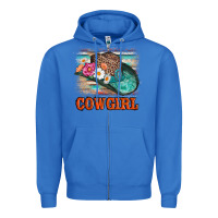 True Royal cowgirl hat flowers leopard and  leather Zipper Hoodie - AdoDesignShop